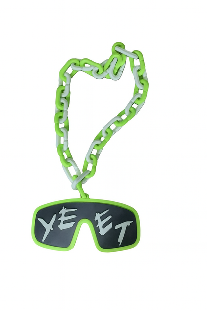 Green Jey Uso Yeet Glasses Inpired WWE Wrestling Necklace Chain 32" Hype Bling