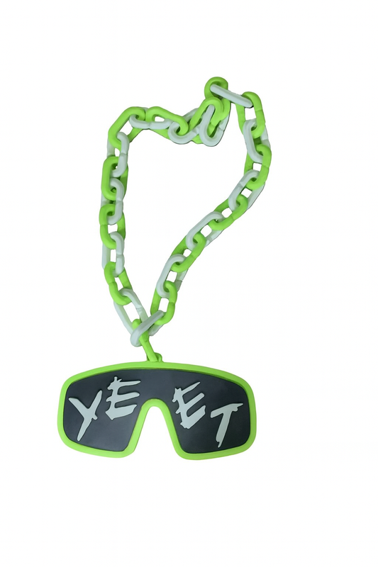 Green Jey Uso Yeet Glasses Inpired WWE Wrestling Necklace Chain 32" Hype Bling