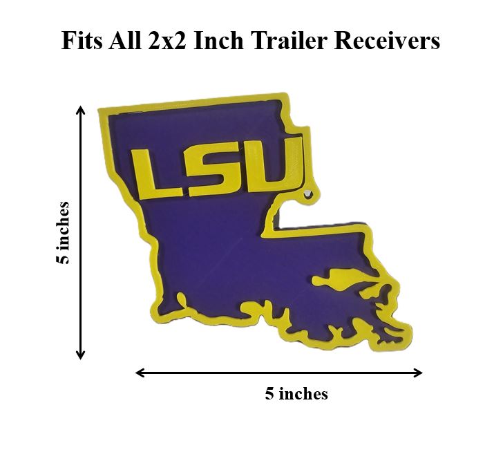 LSU Trailer Hitch Cover 2 Inch Receiver Cap Louisiana State University Tigers Tow Plug Louisiana Football Alumni Gift Truck SUV Jeep Car