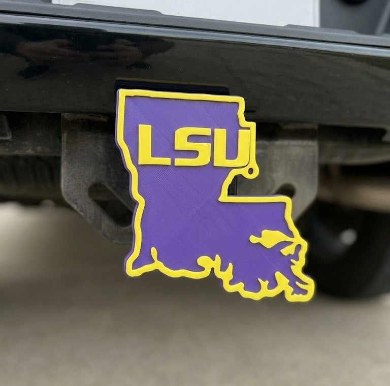 LSU Trailer Hitch Cover 2 Inch Receiver Cap Louisiana State University Tigers Tow Plug Louisiana Football Alumni Gift Truck SUV Jeep Car