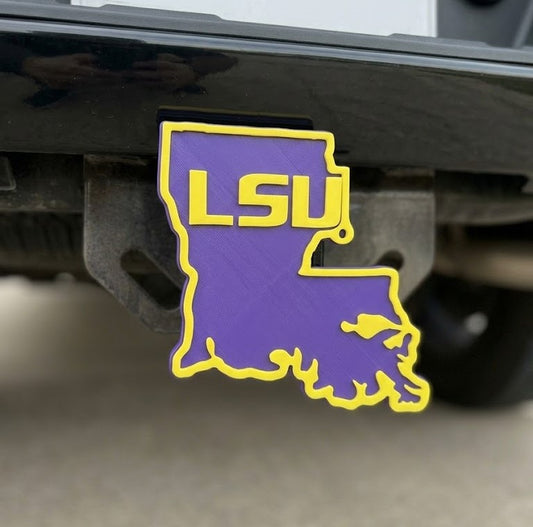 LSU Trailer Hitch Cover 2 Inch Receiver Cap Louisiana State University Tigers Tow Plug Louisiana Football Alumni Gift Truck SUV Jeep Car