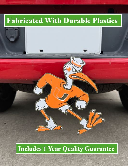 Miami Hurricane Trailer Hitch Cover Orange Shirt U Logo Sebastian the Ibis Tow Hitch Cap Truck Accessory Fan Gift Football