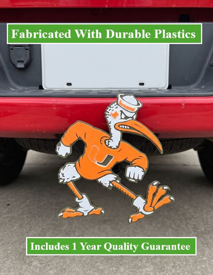 Miami Hurricane Trailer Hitch Cover Orange Shirt U Logo Sebastian the Ibis Tow Hitch Cap Truck Accessory Fan Gift Football