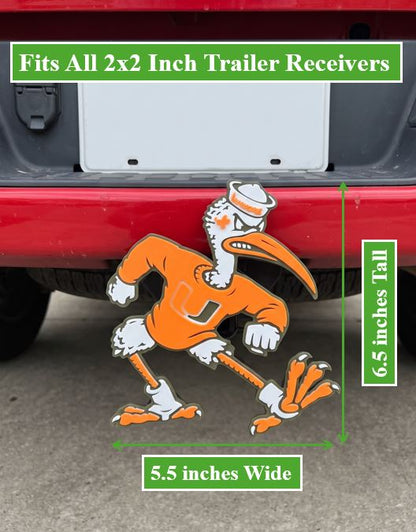 Miami Hurricane Trailer Hitch Cover Orange Shirt U Logo Sebastian the Ibis Tow Hitch Cap Truck Accessory Fan Gift Football