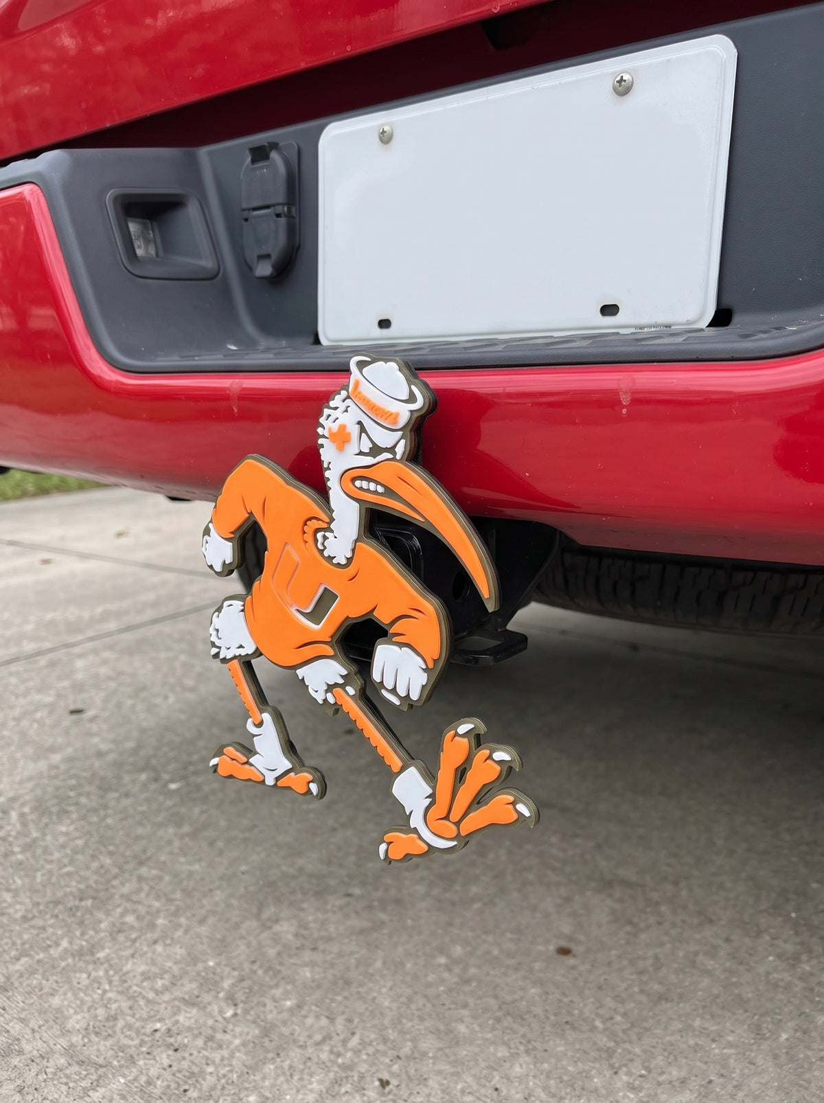 Miami Hurricane Trailer Hitch Cover Orange Shirt U Logo Sebastian the Ibis Tow Hitch Cap Truck Accessory Fan Gift Football