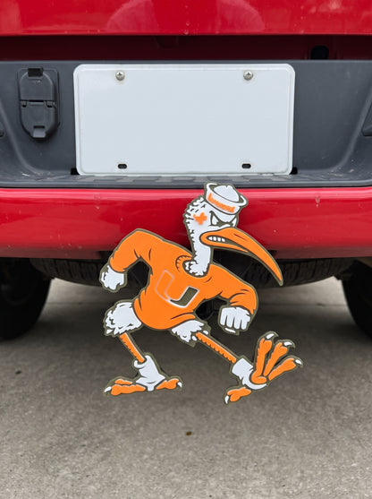 Miami Hurricane Trailer Hitch Cover Orange Shirt U Logo Sebastian the Ibis Tow Hitch Cap Truck Accessory Fan Gift Football