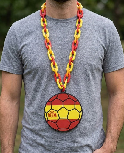 Spain Hype Chain Necklace - FIFA Football Soccer La Roja Jewelry | Spain Futbol Fan Chain for World Cup Euros Matchday Fans