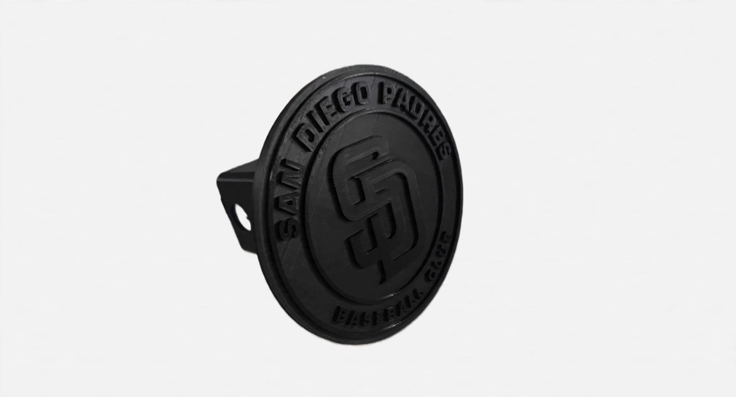 Black Out San Diego Padres Baseball Trailer Hitch Receiver Cover Tow Towing Plug Cap 2"