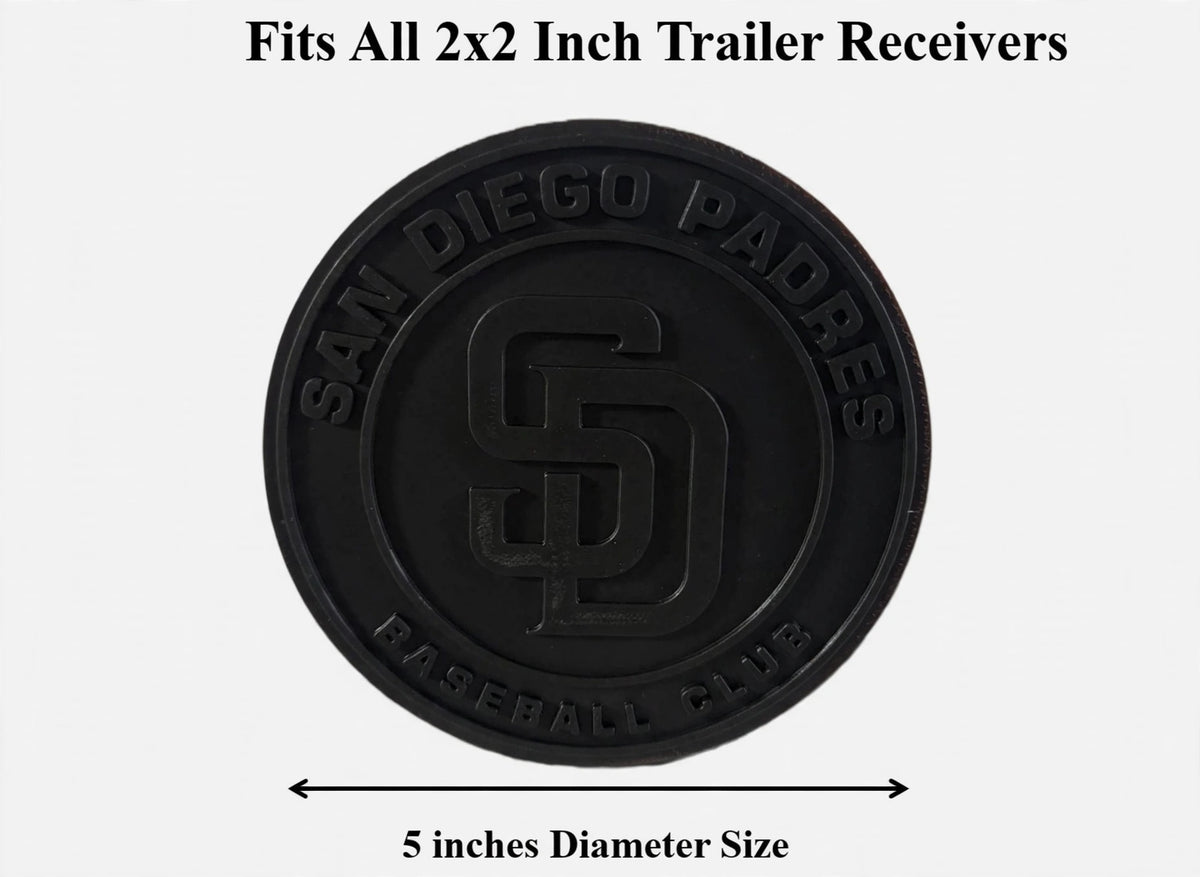 Black Out San Diego Padres Baseball Trailer Hitch Receiver Cover Tow Towing Plug Cap 2"