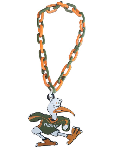 Miami Hurricanes Hype Fan Art Chain Pendant 32" Necklace Sebastian Ibis Emblem