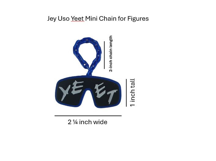 Mini Jey Uso Yeet Glasses Wrestling Necklace Chain 2" For Figures Toys