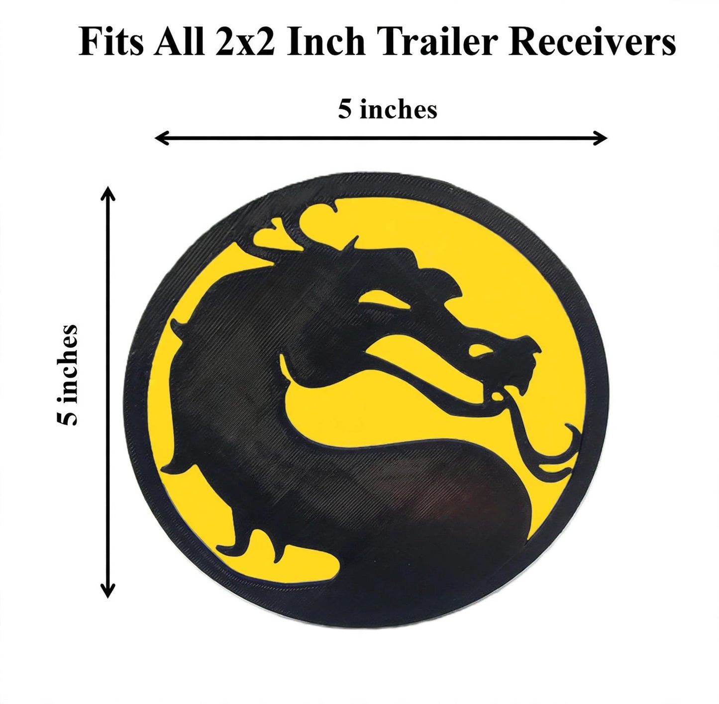 Mortal Kombat Dragon Scorpion Trailer Hitch Cover Fits 2" Receiver Truck SUV Jeep Car Pickup - Tow Hitch Plug Gaming Gift Video Game Collectible