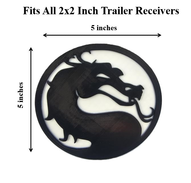 Mortal Kombat Dragon Trailer Hitch Cover Fits 2 Inch Receiver Truck SUV Jeep Car Pickup - Tow Hitch Plug Gaming Gift Video Game Collectible