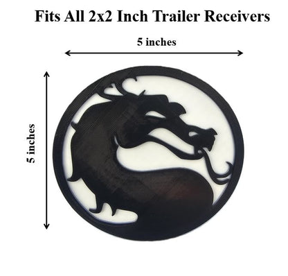 Mortal Kombat Dragon Trailer Hitch Cover Fits 2 Inch Receiver Truck SUV Jeep Car Pickup - Tow Hitch Plug Gaming Gift Video Game Collectible