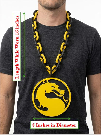 Mortal Kombat Hype Chain 32 Inch Cosplay Costume-Dragon Logo Necklace for Scorpion Sub-Zero Fans, MK Movie Halloween Tournament Outfit 2025