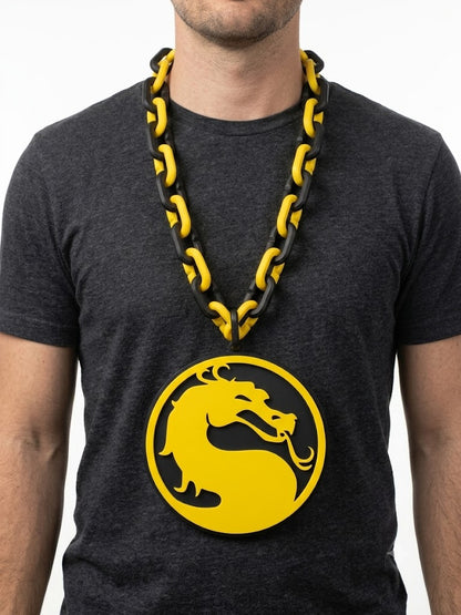 Mortal Kombat Hype Chain 32 Inch Cosplay Costume-Dragon Logo Necklace for Scorpion Sub-Zero Fans, MK Movie Halloween Tournament Outfit 2025