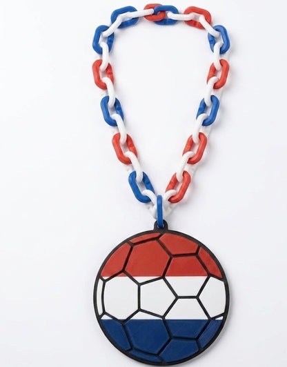 Netherlands Soccer Football World Cup Hype Chain Necklace - Oranje FIFA Jewelry | Netherlands Futbol Fan Chain 32in with 8in Emblem