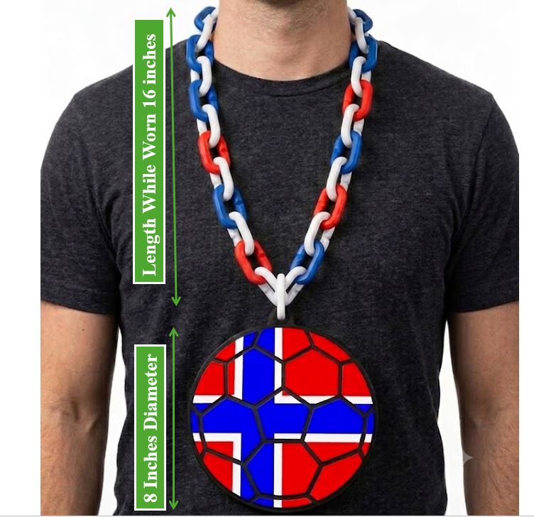 Norway Soccer Football World Cup Hype Chain Necklace - FIFA Jewelry | Norway Futbol Fan Chain for Matchday Supporters
