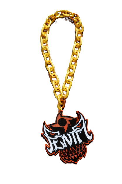 Gold Penta Lucha Mask WWE Wrestling Logo Necklace Chain 32" Raised Letters
