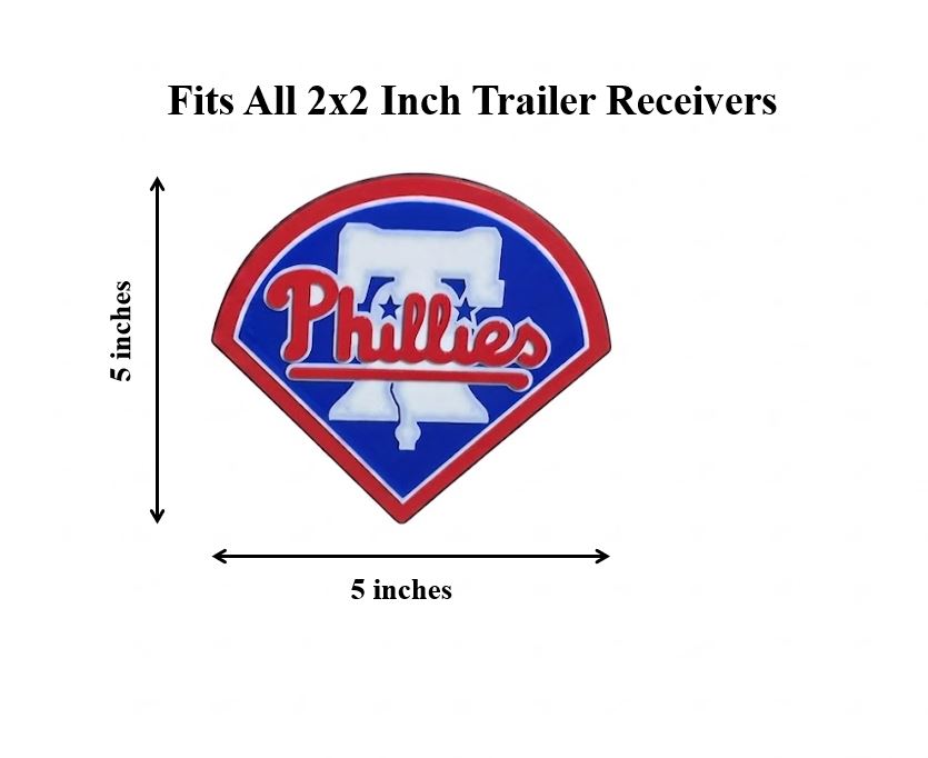 Philadelphia Phillies Baseball Trailer Hitch Cover Cap Plug – Fits 2" Receiver Truck SUV – Fan Gift Philly NYC Baltimore