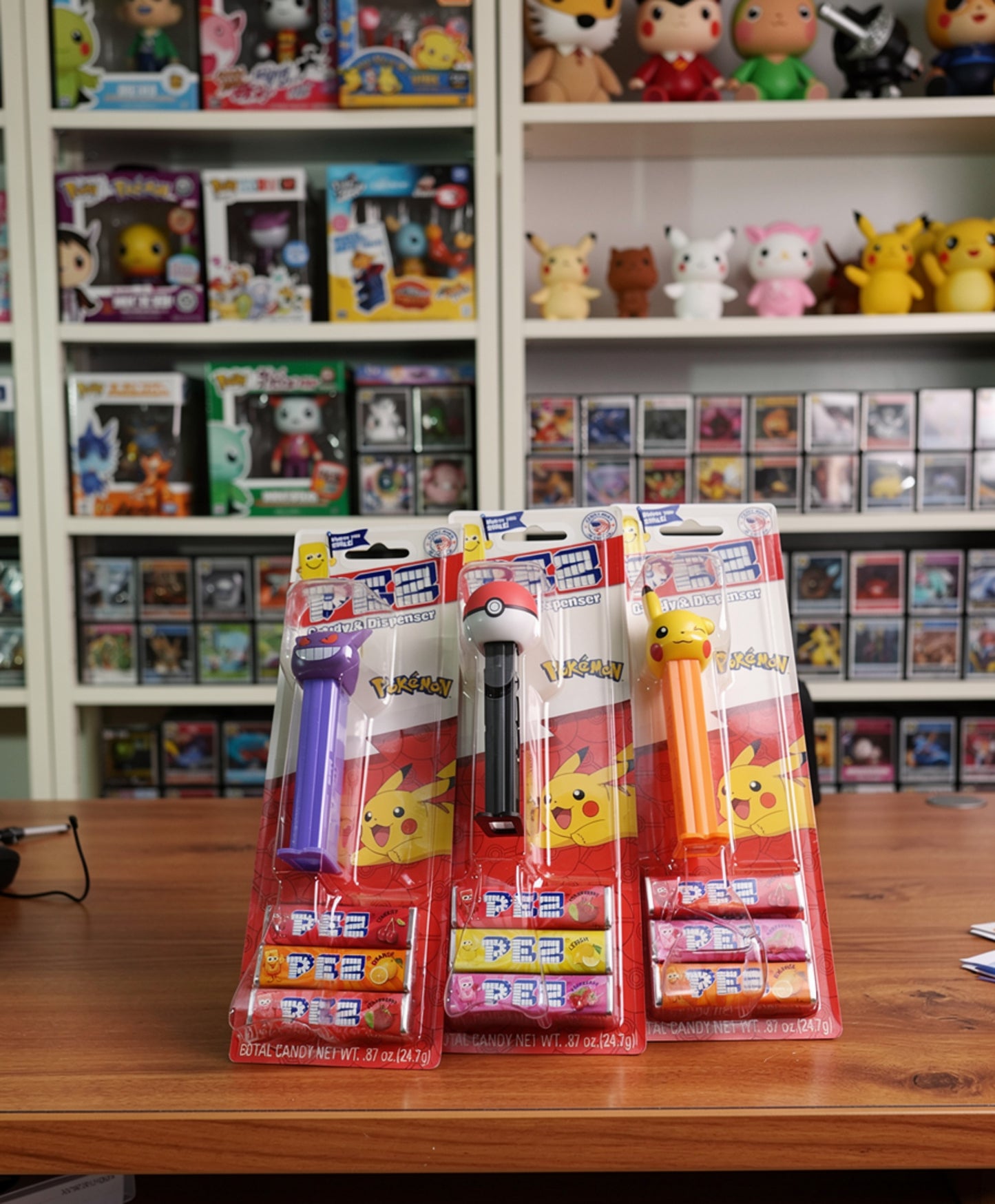 Pokemon Pez Dispenser 3 Piece Set Bundle Pikachu Winking Orange Gengar Purple Pokeball