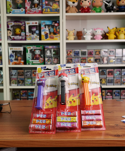 Pokemon Pez Dispenser 3 Piece Set Bundle Pikachu Winking Orange Gengar Purple Pokeball