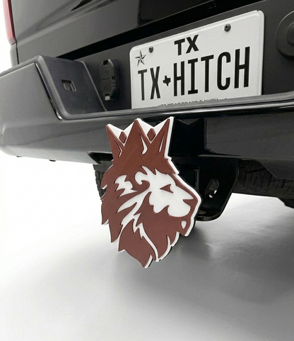 Poolville TX Monarch Lions Pride 2x2 Trailer Hitch Receiver Cover Cap - High School Sports Band Cheer Booster Club Fan Gift