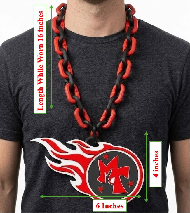 High School Hype Chain Necklace – 32" Chain Sports Cheer Fan Jewelry for Football Basketball Baseball Kids Youth Teens Adults Unisex