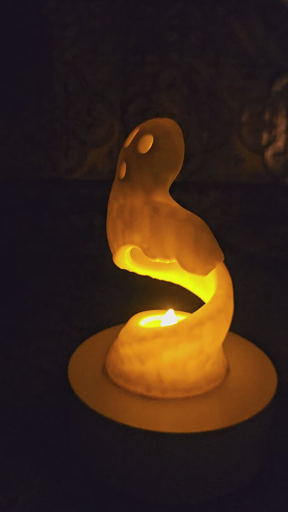 Halloween Ghost Cute Glowing Phantom Trio Mini Illuminated White Spectral Figurines For Porch Patio Tabletop Mantel Pathway Trick-or-Treat Party Family Fun