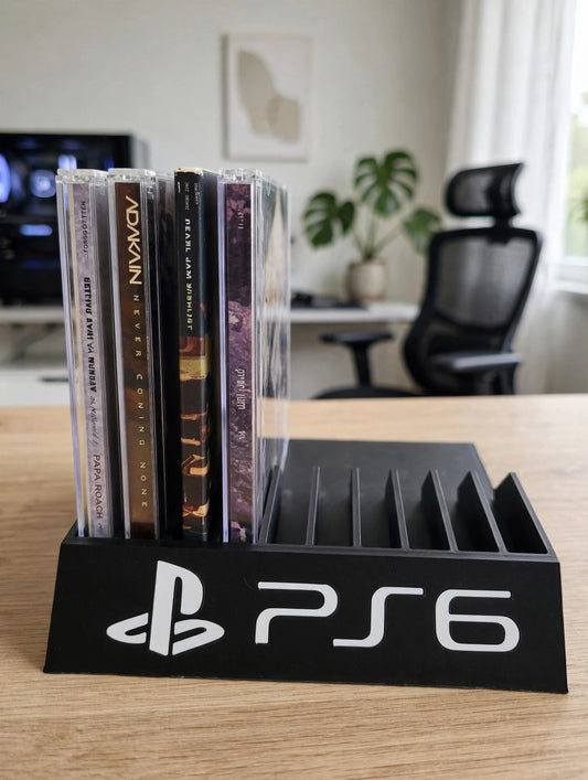 Game Storage Display Holder CD PC PS1 Jewel Case Sony PlayStation 6 Black Rack Organizer Stand Holds 10 Titles