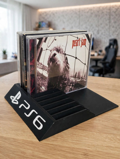Game Storage Display Holder CD PC PS1 Jewel Case Sony PlayStation 6 Black Rack Organizer Stand Holds 10 Titles