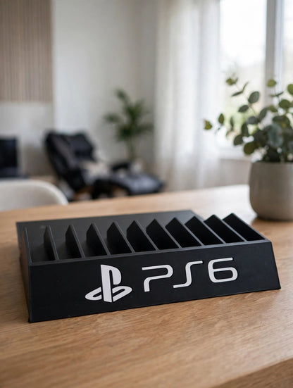 PlayStation 6 Holder Holds 10 Games Sony Storage Display PS6 Desktop Shelf Organizer Rack Stand Acrylic Transparent Collection Showcase