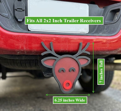 Rudolph Reindeer Trailer Hitch Cover Christmas Holiday Red Nose Reindeer Tow Hitch Cap Truck Deco