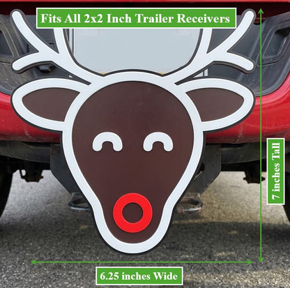 Rudolph Reindeer Trailer Hitch Cover Christmas Holiday Red Nose Reindeer Tow Hitch Cap Truck Decor WHT