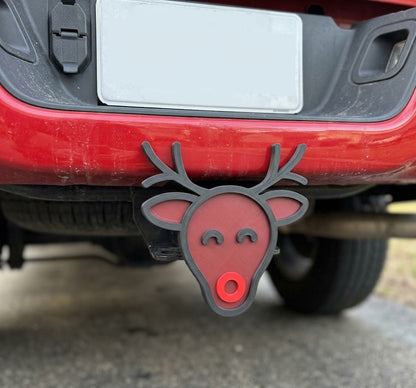 Rudolph Reindeer Trailer Hitch Cover Christmas Holiday Red Nose Reindeer Tow Hitch Cap Truck Deco