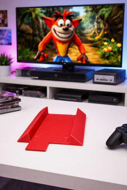 Red Vertical Sony PlayStation 2 Fat PS2 Stand Display For SCPH-39001 Videogame