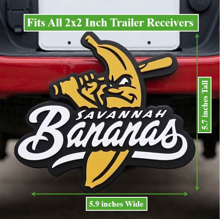 Savannah Bananas Trailer Hitch Cover Banana Ball Team Logo Fan Gear Yellow Receiver Cap Truck Accessory Baseball Gift Durable Decor