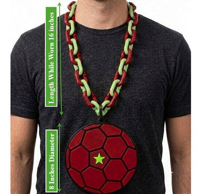Morocco FIFA World Cup Hype Chain 2026 – 32" Soccer Football Fan Necklace, 8" Atlas Lions Emblem Red Green National Team Gear