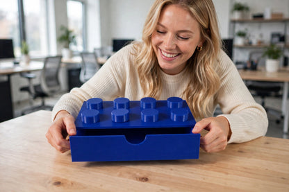 Drawer Organizer, Desktop Storage Box, Office Caddy for Pens, Notes and Home Use - Multi-Compartment Bin for Desk, Vanity and Drawer Storage Blue