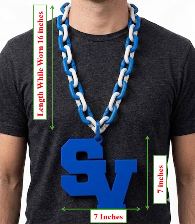 High School Hype Chain Necklace – 32" Chain Sports Cheer Fan Jewelry for Football Basketball Baseball Kids Youth Teens Adults Unisex