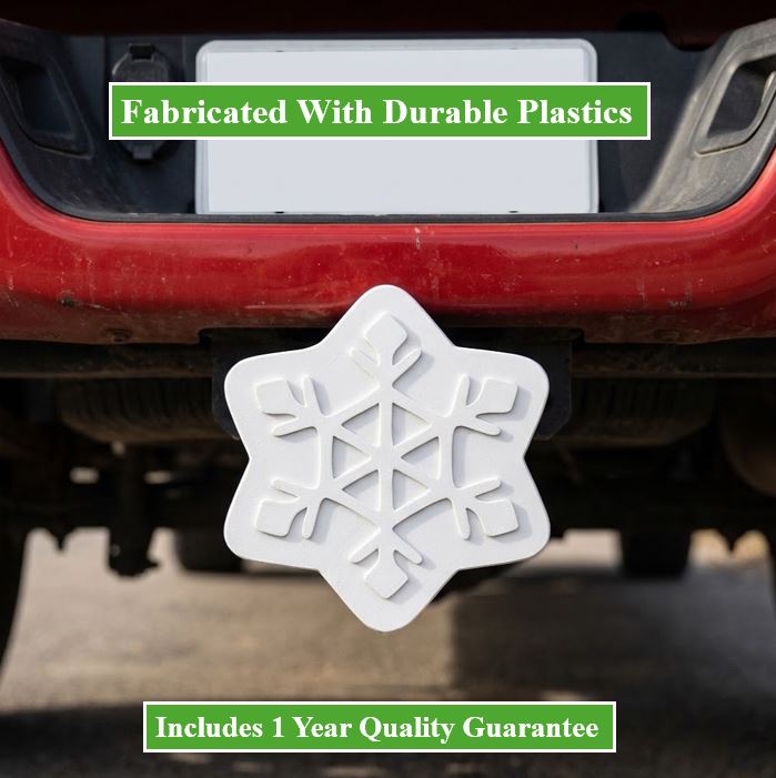 Snowflake Trailer Hitch Cover Winter Christmas Holiday Decor Tow Hitch Cap White Truck Accessory