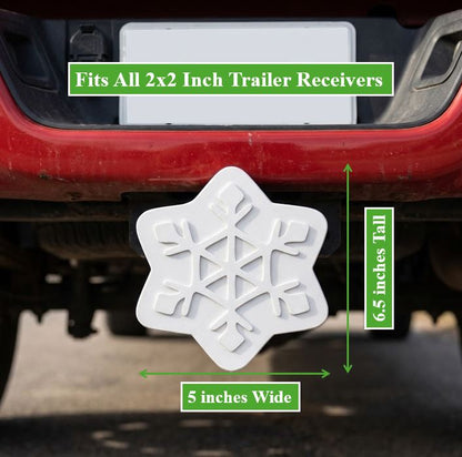 Snowflake Trailer Hitch Cover Winter Christmas Holiday Decor Tow Hitch Cap White Truck Accessory