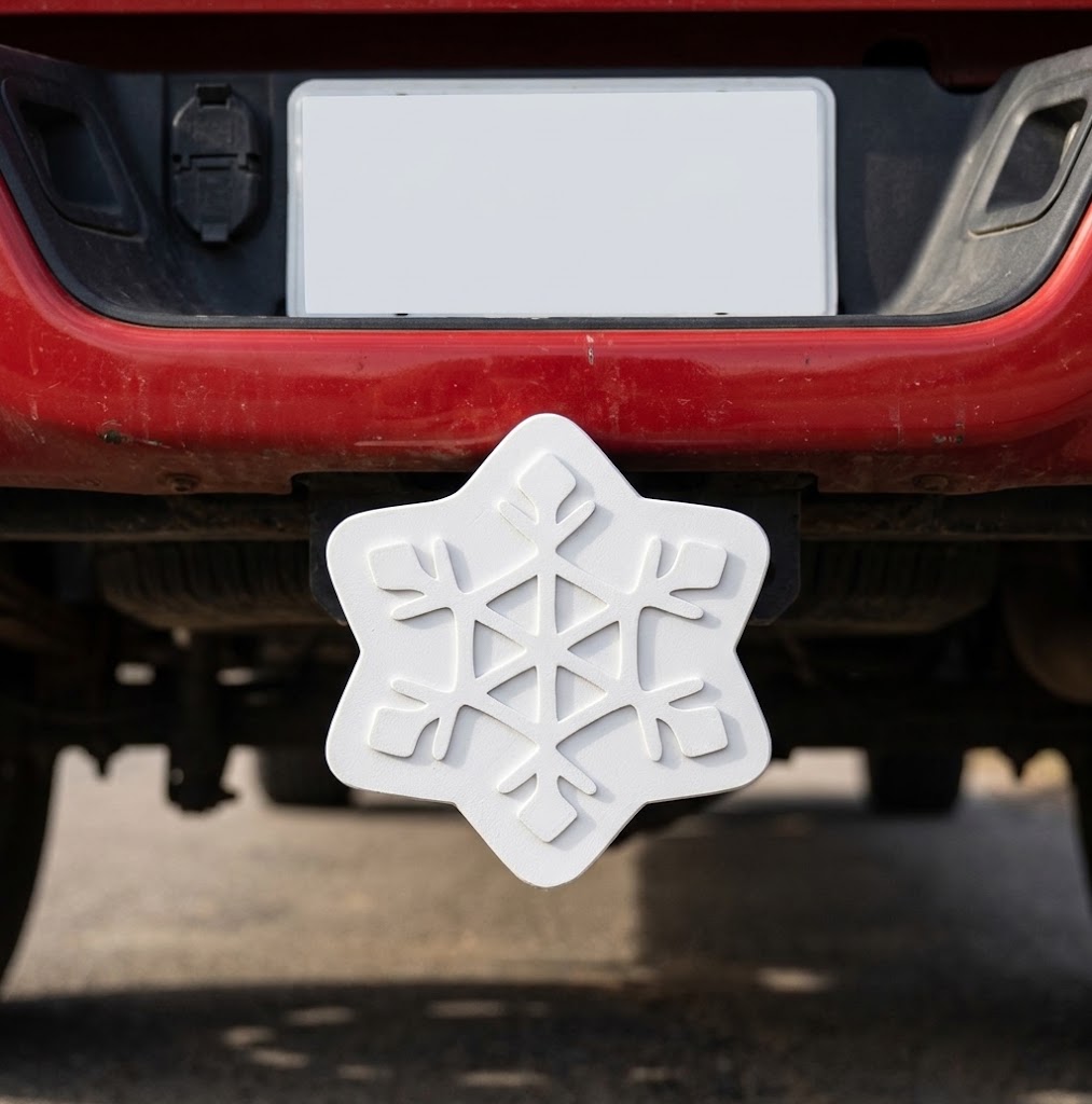 Snowflake Trailer Hitch Cover Winter Christmas Holiday Decor Tow Hitch Cap White Truck Accessory