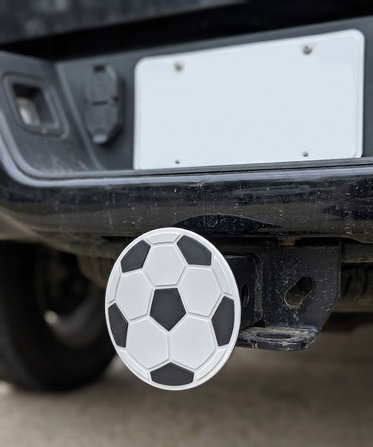 Soccer Ball Trailer Hitch Cover for 2 Inch Receiver - Durable Rubber Hitch Plug for Truck SUV & Van | Fun Soccer Gift Weatherproof Tow Cover