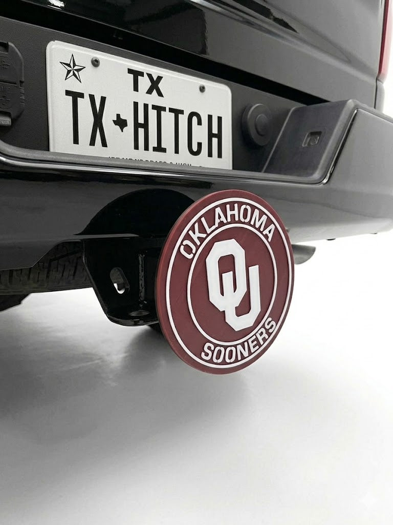 Oklahoma Sooners OU Maroon Logo Trailer Hitch Receiver Cover Plug 2" Receiver