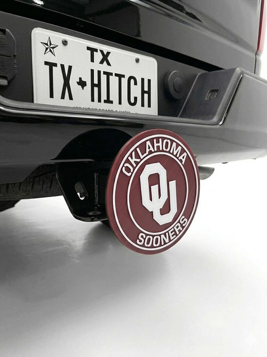 Oklahoma Sooners OU Maroon Logo Trailer Hitch Receiver Cover Plug 2" Receiver