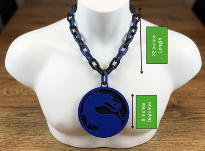 Mortal Kombat 32" Hype Chain-SubZero Cosplay Necklace Dragon Logo Halloween MKX