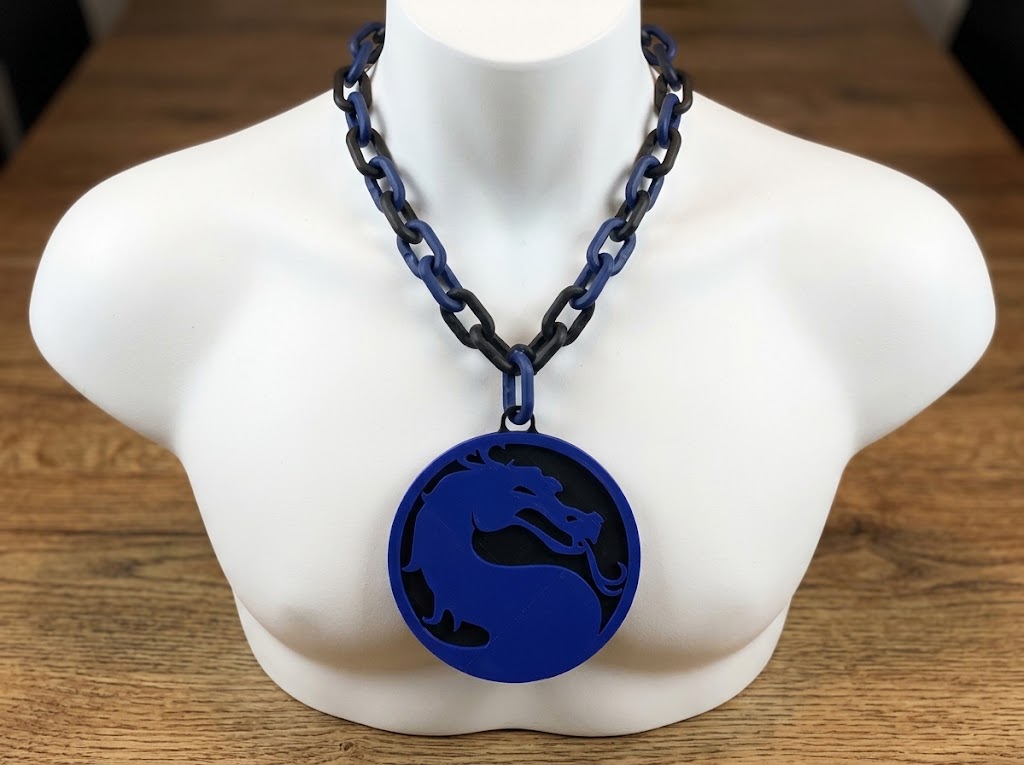 Mortal Kombat 32" Hype Chain-SubZero Cosplay Necklace Dragon Logo Halloween MKX