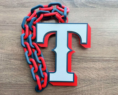 MLB Texas Rangers Jumbo Big Fan Chain Necklace Pendant Arlington Baseball 32"