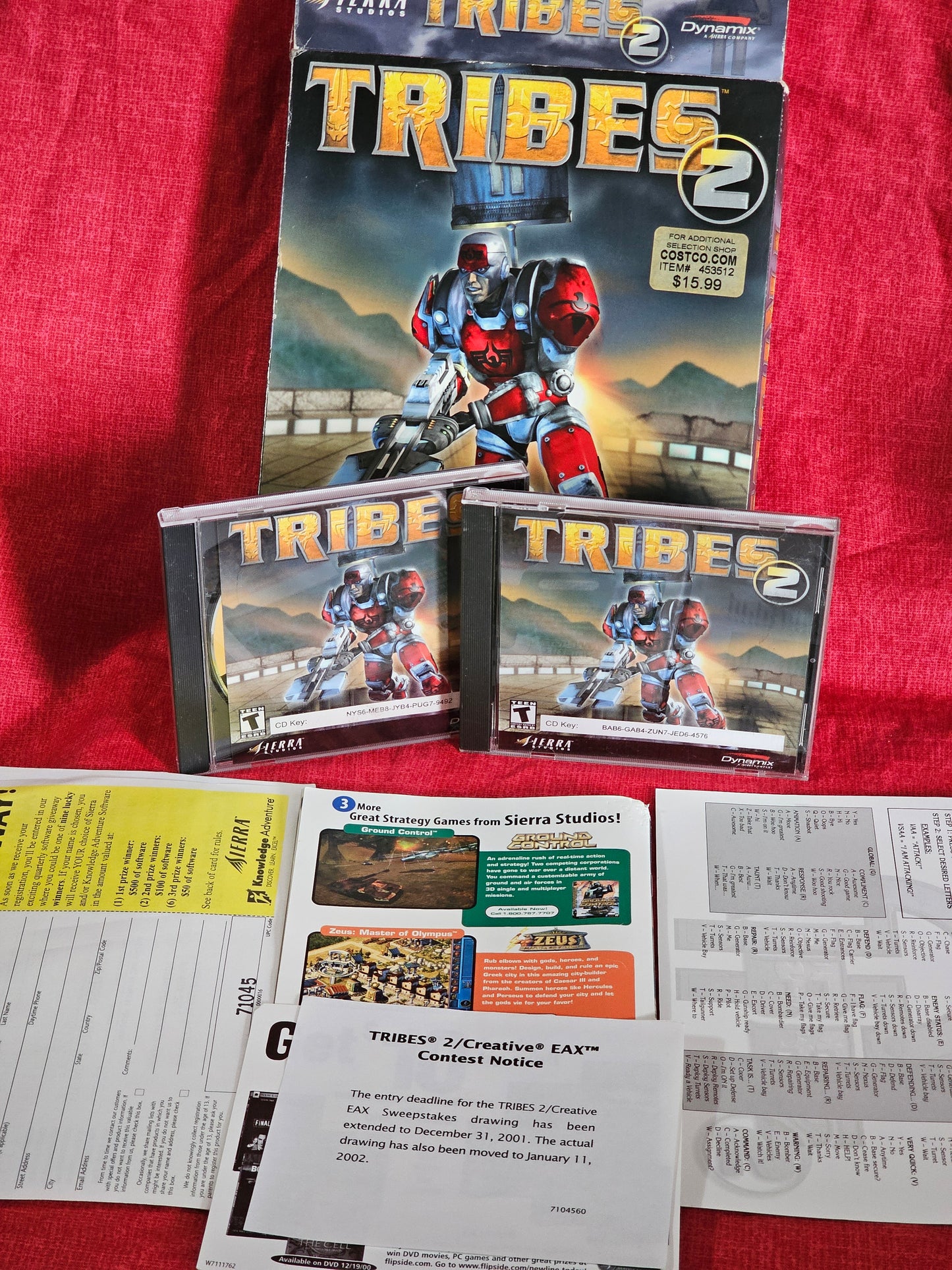 Tribes 2 PC CD ROM Game BIG BOX Dynamix Sierra Studios Complete 2001 Vintage Gaming Y2K Videogames